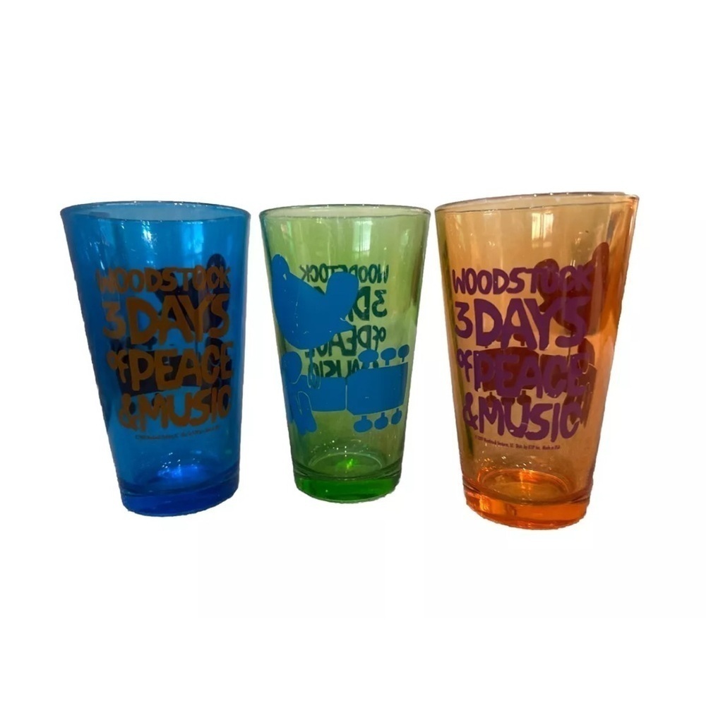 Set Of 3 Woodstock Music 2009 Festival 3 Days of Peace & Music Drinking Glasses